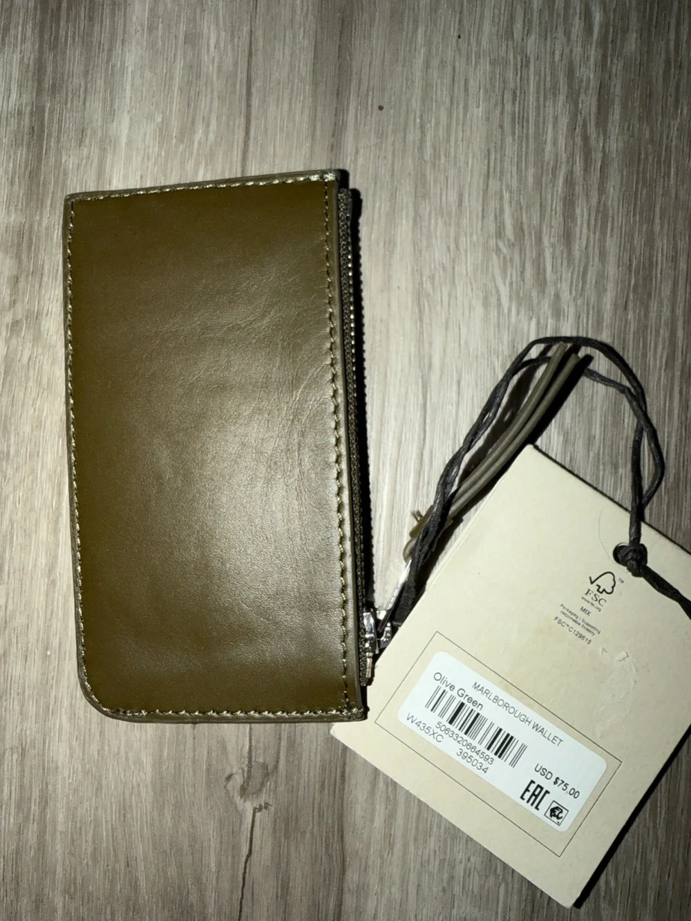 Allsaints Marlborough leather wallet olive green